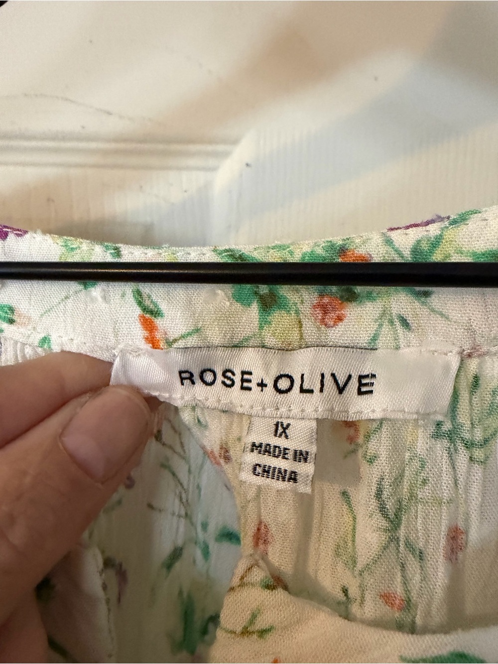 Rose & Olive Cream Floral Crochet-Yoke Peasant Blouse Flowy - Picture 6 of 9